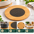 Round Bamboo Heat Pad with Woven Centre