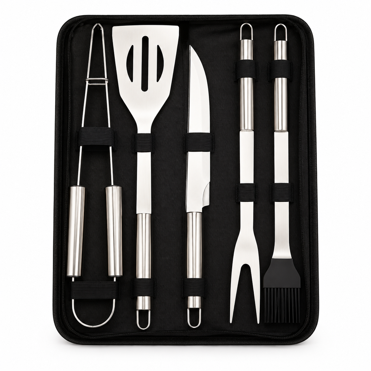 5-Piece Stainless Steel Braai Tool Set with Carry Case