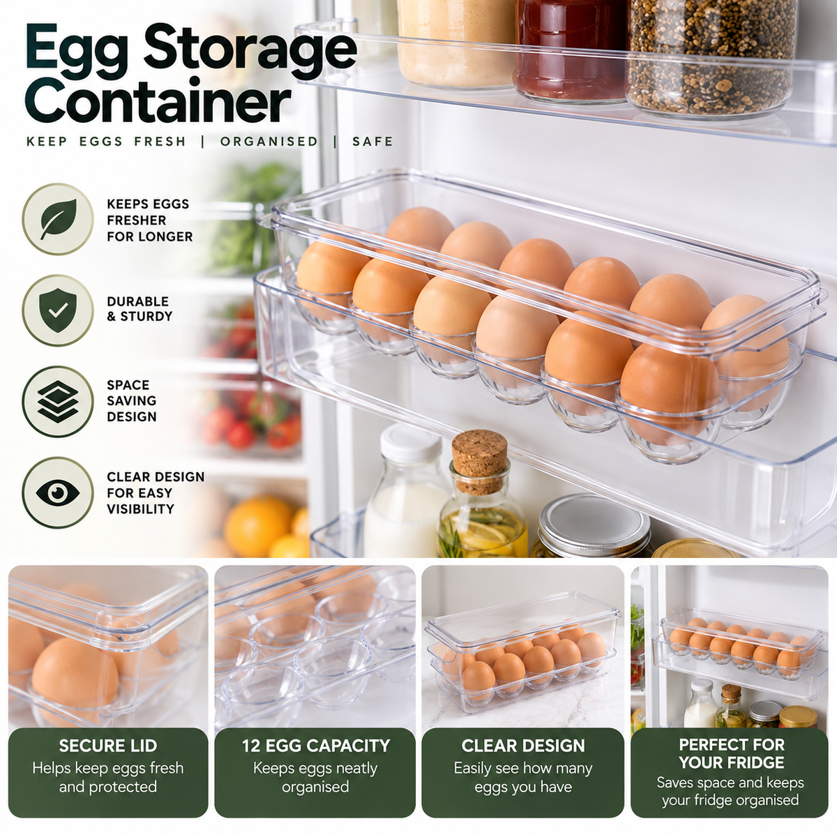 Clear 12-Egg Storage Container
