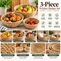 3-Piece Natural Wicker Basket Set